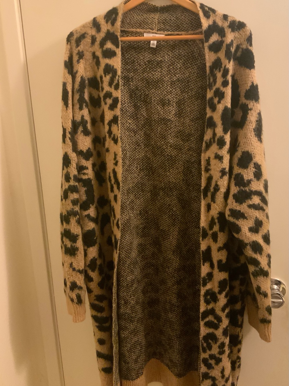 bp Open-Front Leopard Print Cardigan - Beige and Black